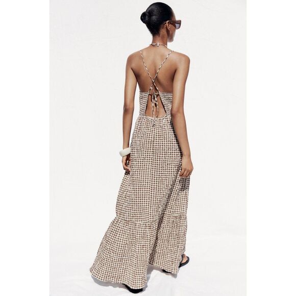 Sold Out Zara NWT Gingham Midi Dress - Size M - Picture 2 of 6